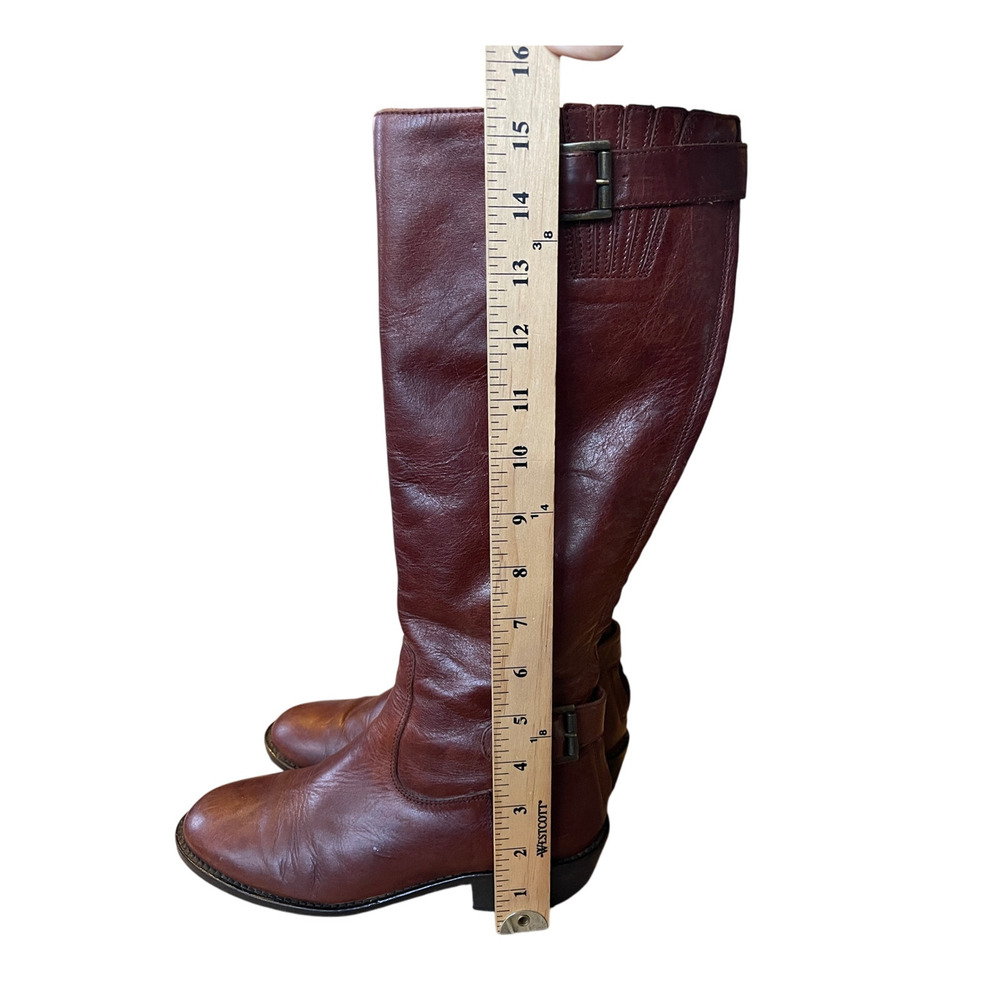 Saks Fifth Avenue 6 Tall Leather Riding Boots Vintage 70s Made in Italy Brown 36 - Picture 8 of 11